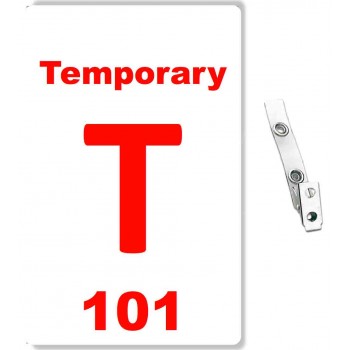 Custom Printed Numbered PVC Temporary Badges + Strap Clips - 10 pack